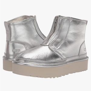 UGG Womens Neumel Platform Zip in Silver Metallic never worn